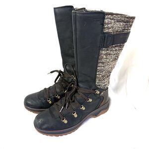 Merrell Eventyr Peak Black Leather Tall Zip Waterproof Tall Winter Boots Size 9